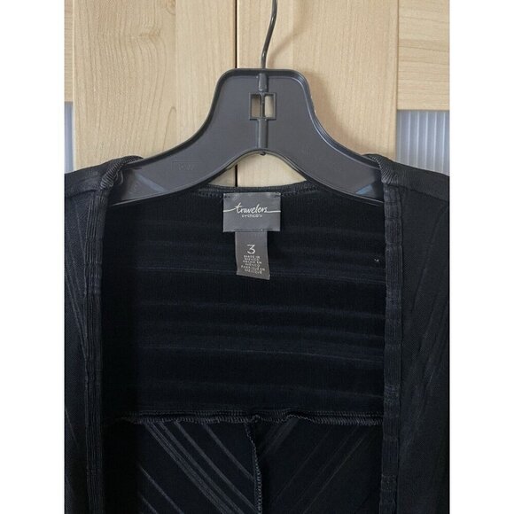 Chicos Travelers Black Top Slinky Cardigan Size 3 XXL  V-Neck Stretch High/Low - Picture 3 of 6